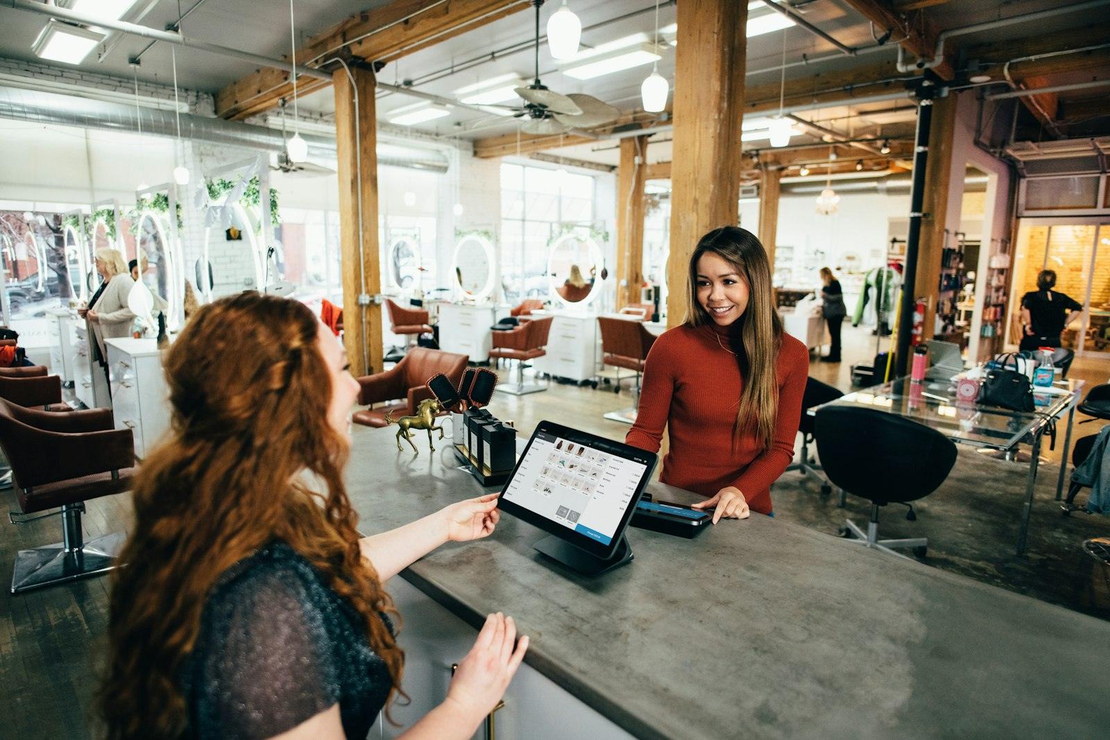 Customers at a shop counter