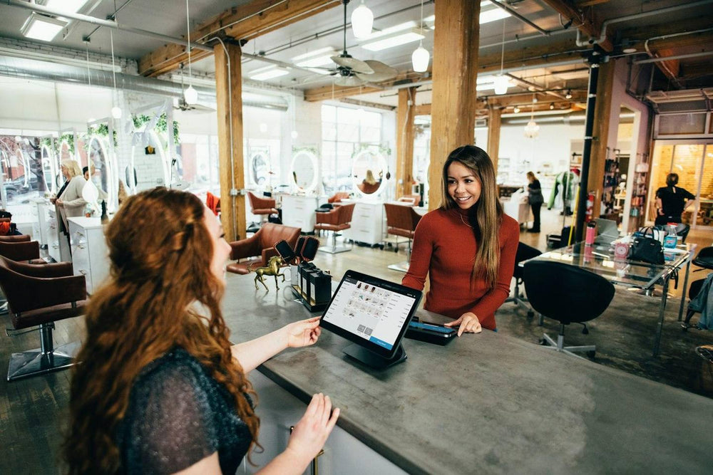 Shop counter where customers ring a business landline number
