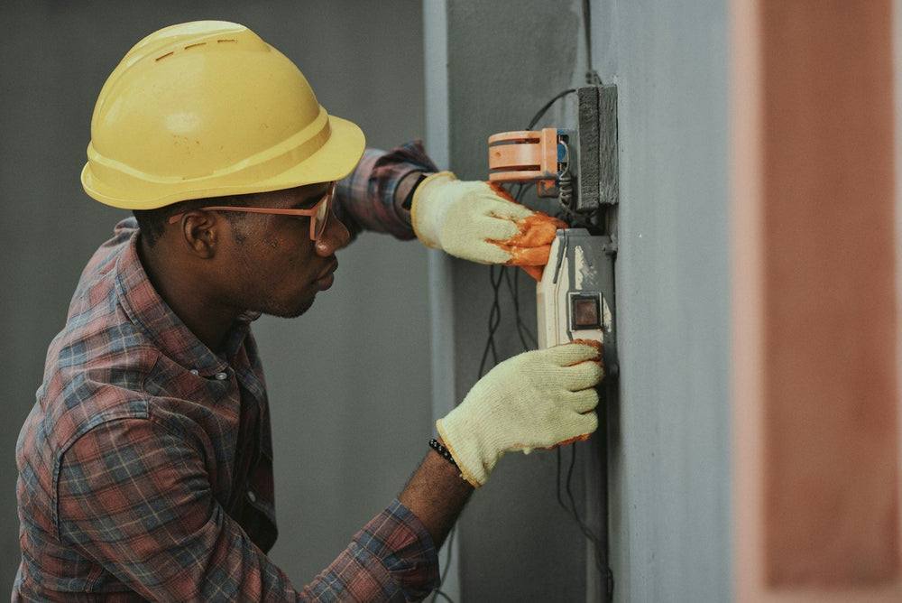Electrician on site, helped by our marketing for tradesmen